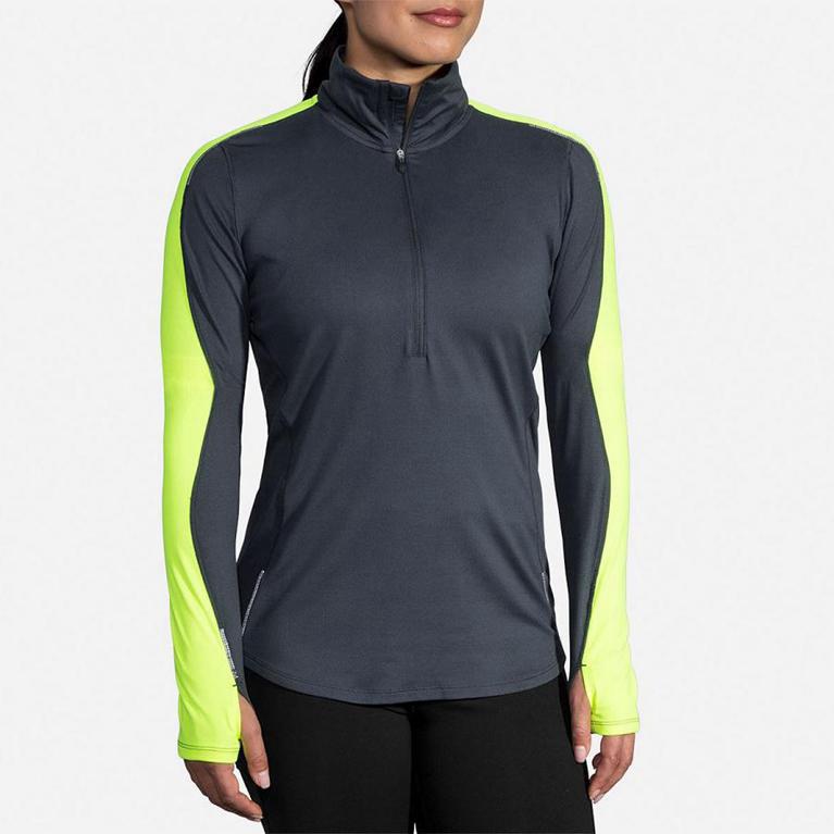 Brooks Nightlife Half Zip Running Jackets - Women's - Grey (51693-ETWL)